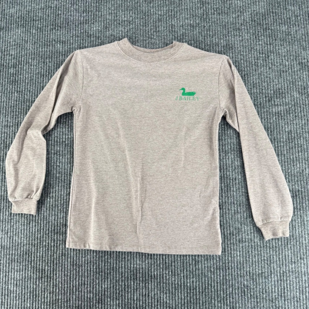 J. Bailey Long Sleeve T-Shirt Kids Size 7 Tan Excellent Mallard Duck Graphic